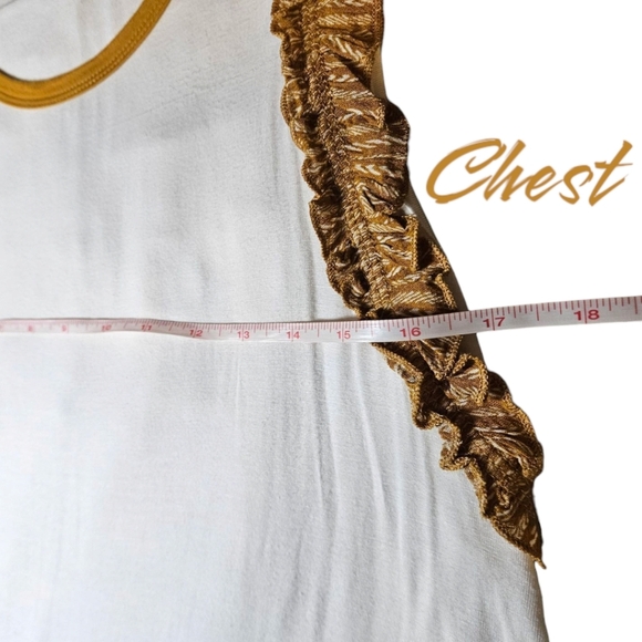 Wmns White Tank W/Tan Ruffle Sleeves Sz M-L Flowy, Super Soft, Stretch, Neutrals - Picture 4 of 8